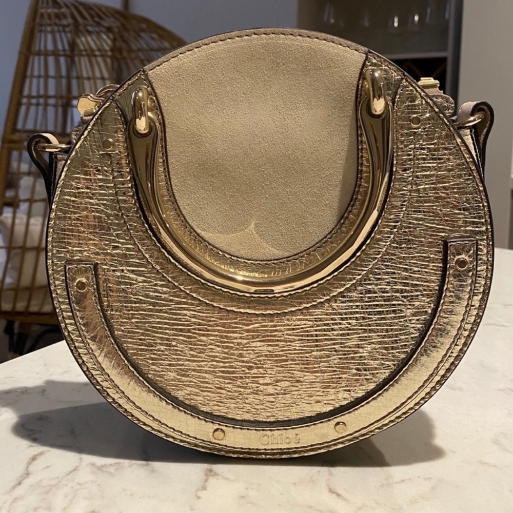 Chloé Pixie Gold Suede Handbag (NEVER USED)